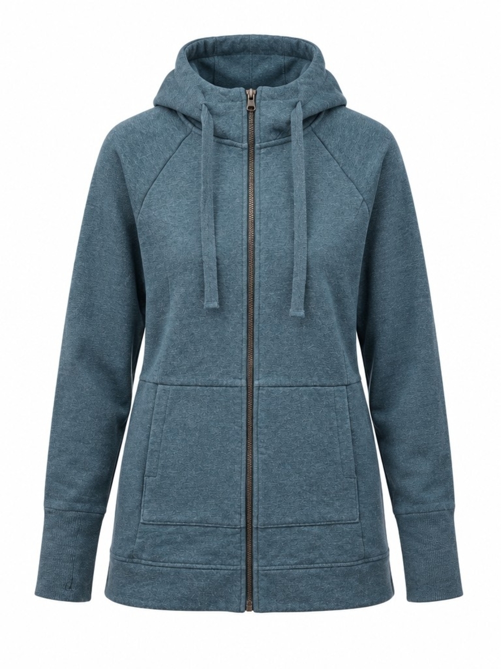 Mondetta Teal Zip Hoodie with Front Pockets, Thumb Hole Cuffs And A Scuba Style